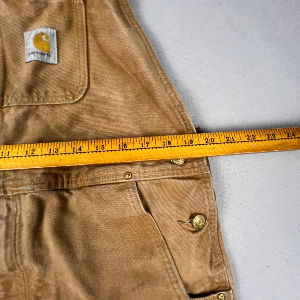 Carhartt Overalls Mens 38x32 Brown Duck Canvas Relaxed Fit R01-M Workwear Bibs - Picture 7 of 16